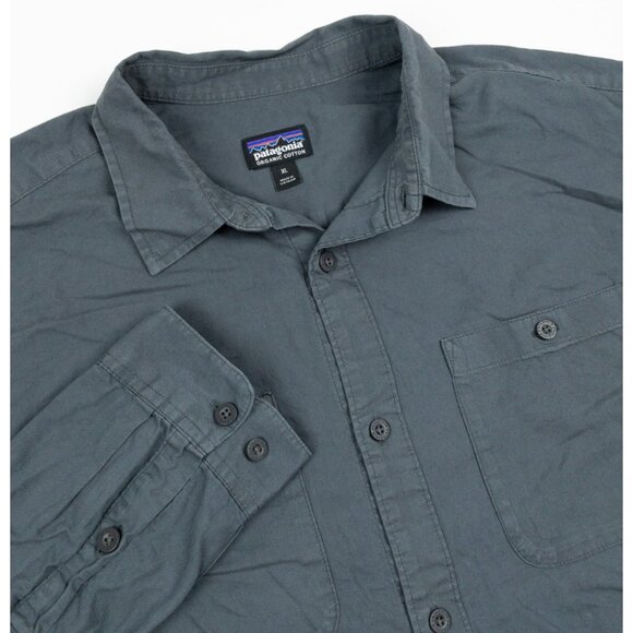 Patagonia Long Sleeve Pima Cotton Shirt Men's XL Gray Outdoor Button-Up 53838 - Picture 1 of 15
